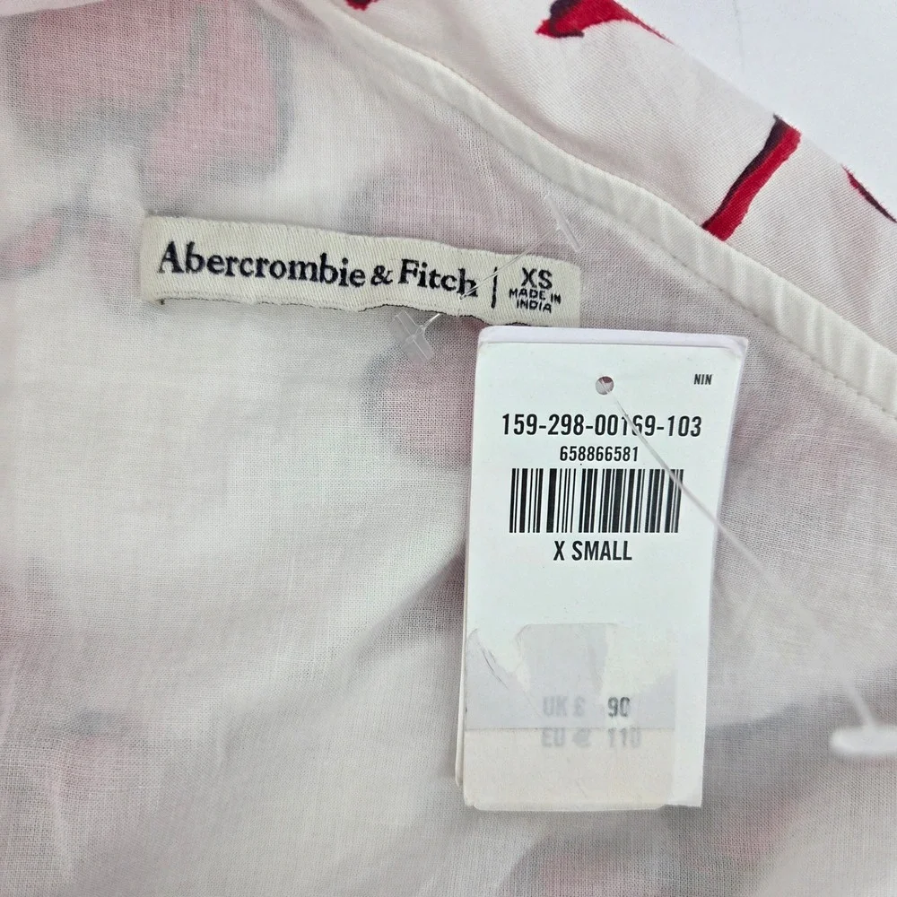Abercrombie & Fitch One Shoulder Cutout Floral Maxi Dress XS White Red